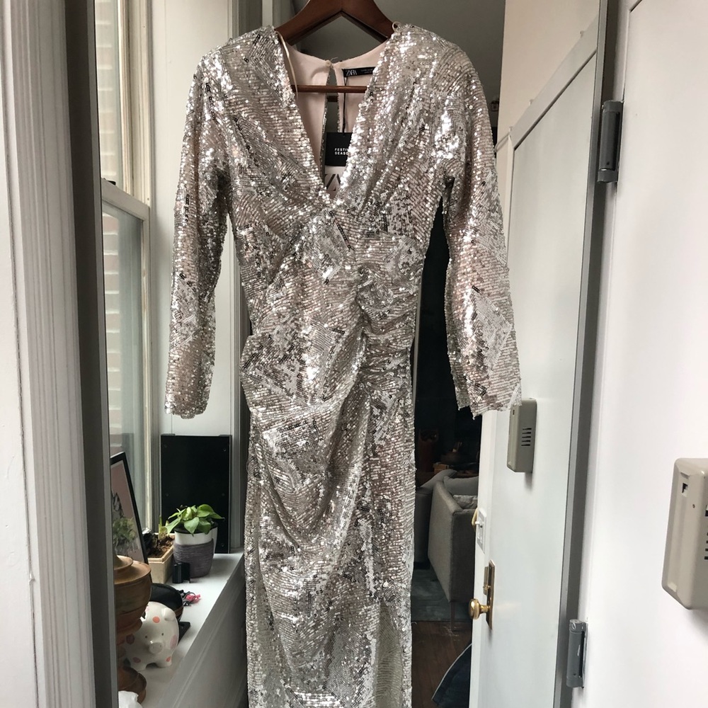 Zara Sequins Dress full length XS